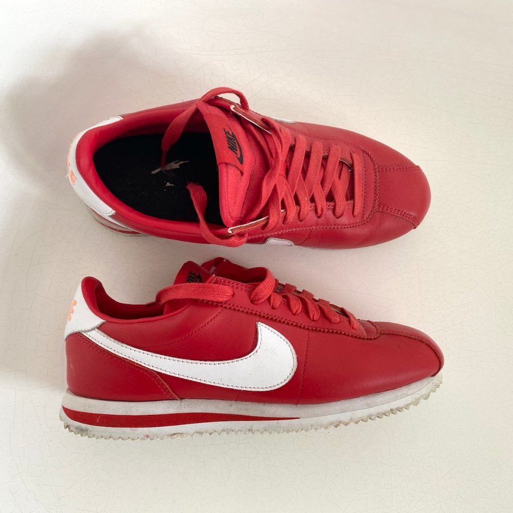Custom Nike Cortez Red Leather Sneakers Size 8.5